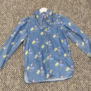 Ganni jean floral top